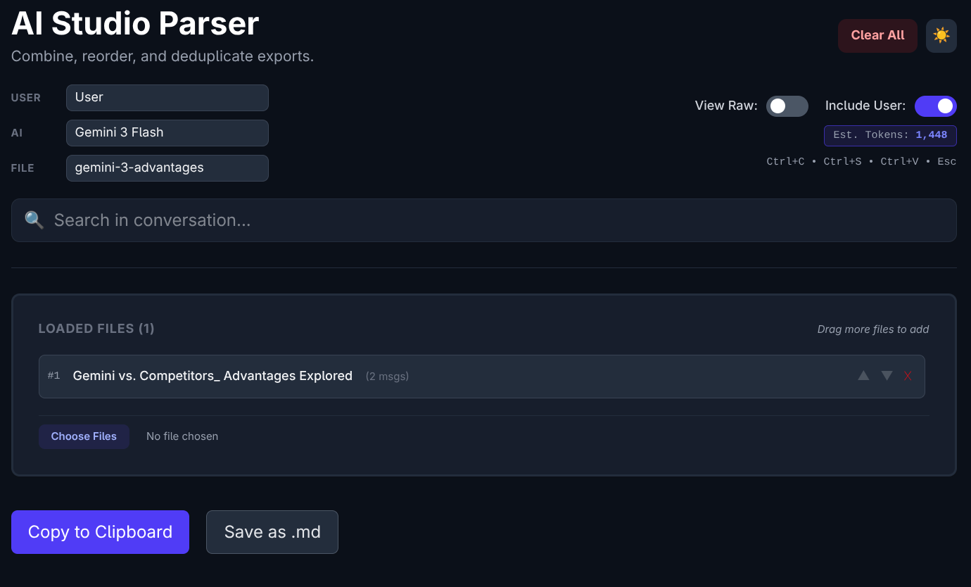 AI Studio Parser screenshot
